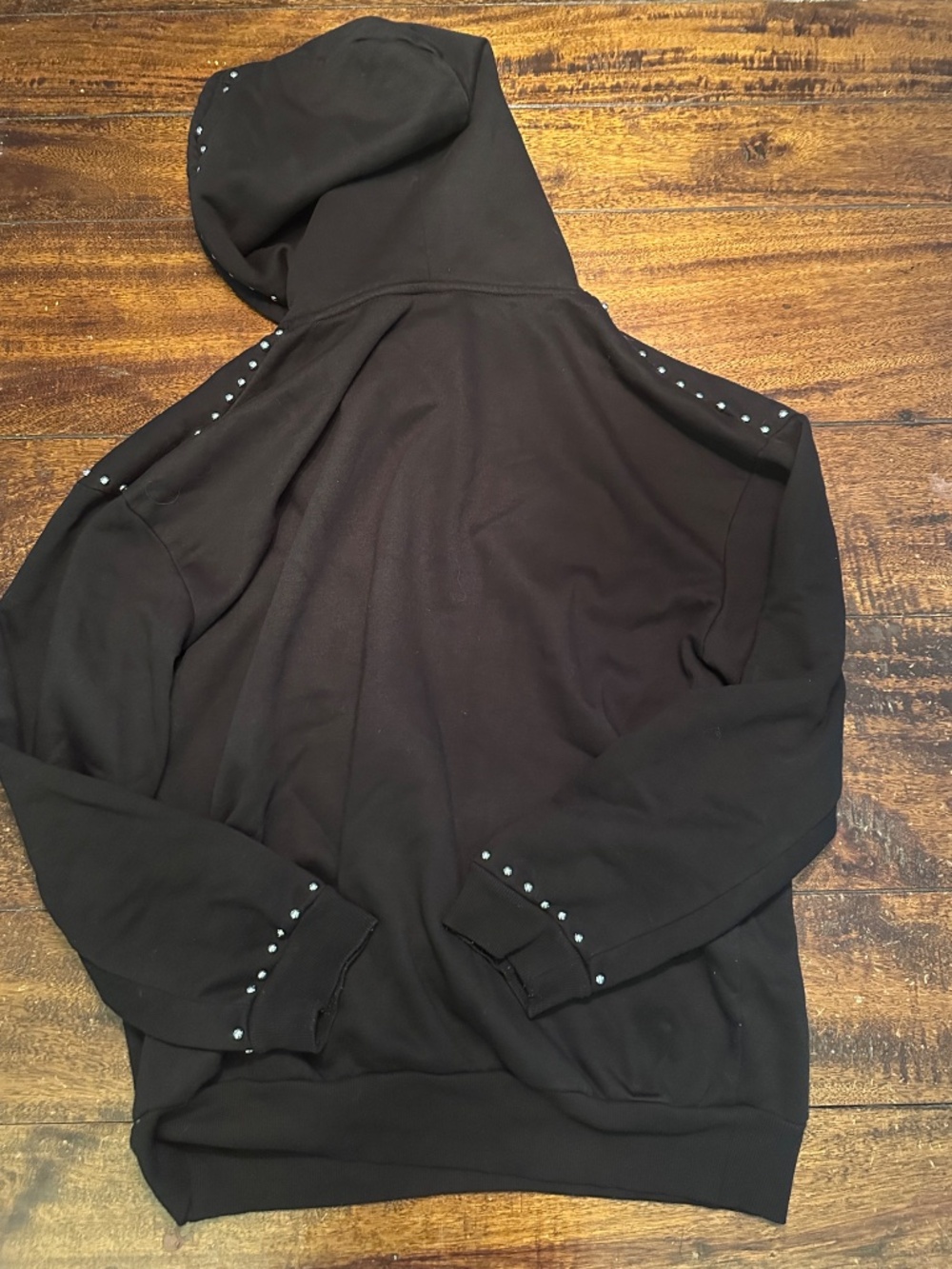 Philadelphia Eagles XL Studded Rhinestone Hoodie Gameday Couture NFL Women Black - Picture 3 of 4